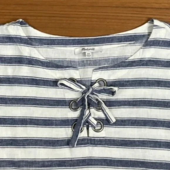 Madewell Striped Lace Up Top - XXS - Picture 7 of 7